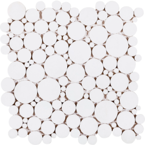White Reconstituted Round Mosaic Interlocking - stone tile